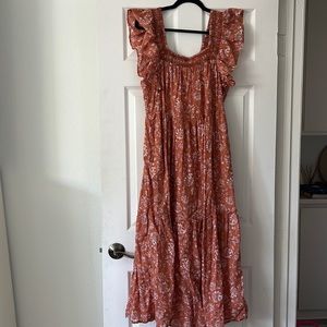 Free People Rust Block Print Maxi Dress